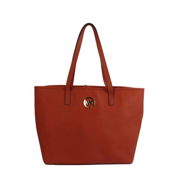 Burnt Orange Leather Tote Bag Structured Shopper - Picture 1 of 7